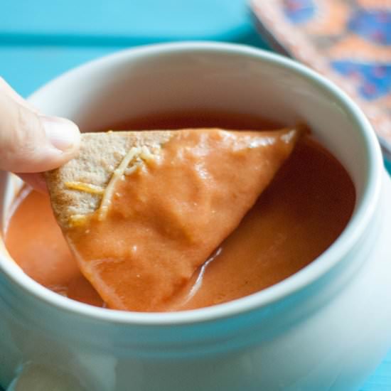 Creamy Tomato Soup and Pita Dipper - Recipe photo by prettylittleapron