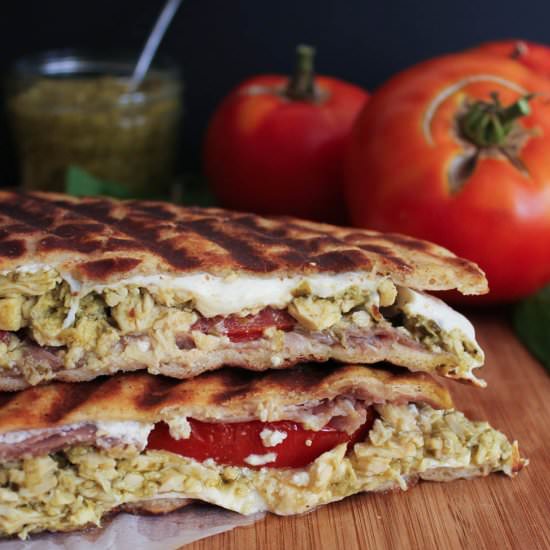 Pesto Chicken Panini w/ Prosciutto - Recipe photo by domesticateme