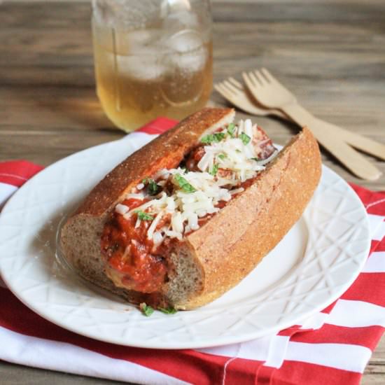 Cheesy meatball marinara subs - Recipe photo by thetastybite