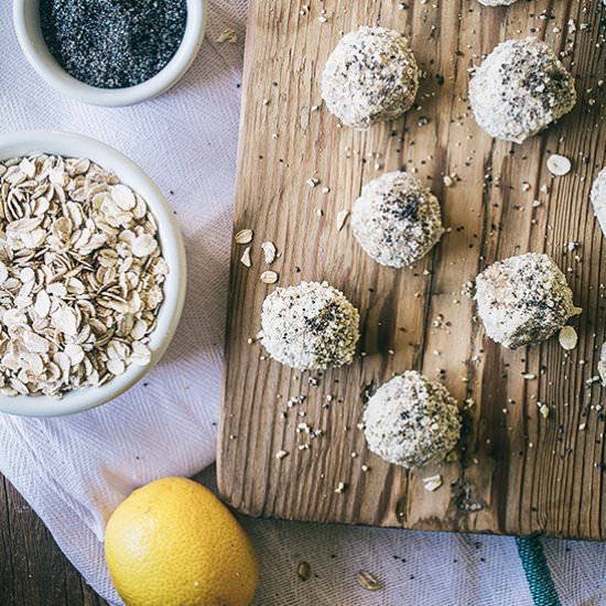 Raw Lemon Poppy Seed Bites - Recipe photo by lemonsandbasil