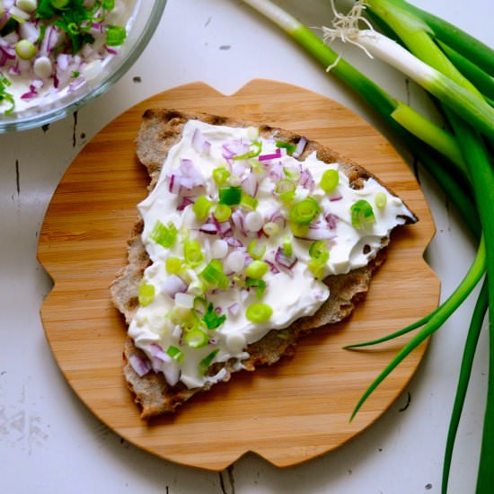Creamy Feta Spread with Onions - Recipe photo by KarlasNordicKitchen