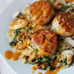 Seared Scallops over Couscous - Recipe photo by gingersnapatx
