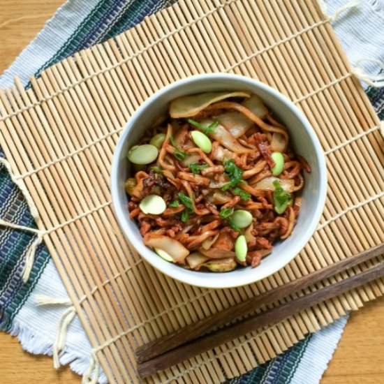 Hoisin-Tahini Pork Noodles - Recipe photo by loloslittlekitchen
