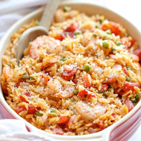 One Pot Lemon Orzo Shrimp - Recipe photo by damndelicious