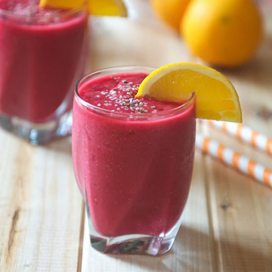 Raspberry Orange Smoothie - Recipe photo by thealmondeater