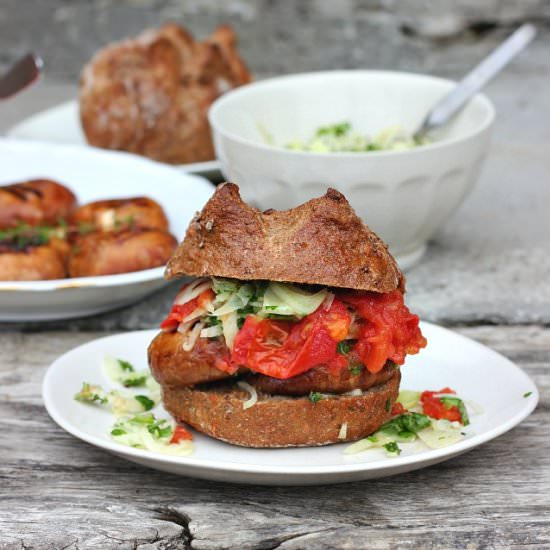 Thyme Grilled Mushroom Burgers - Recipe photo by happyheartedkitchen