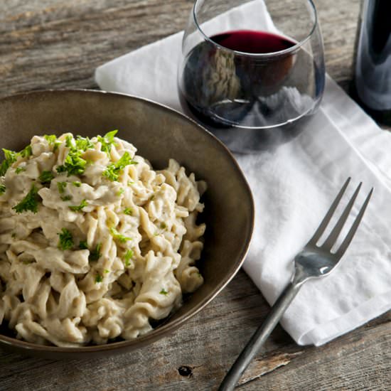 Pasta with Artichoke Alfredo - Recipe photo by PicklesNHoney