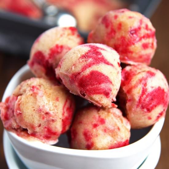 Healthy Peach Melba Sorbet - Recipe photo by Leelalicious
