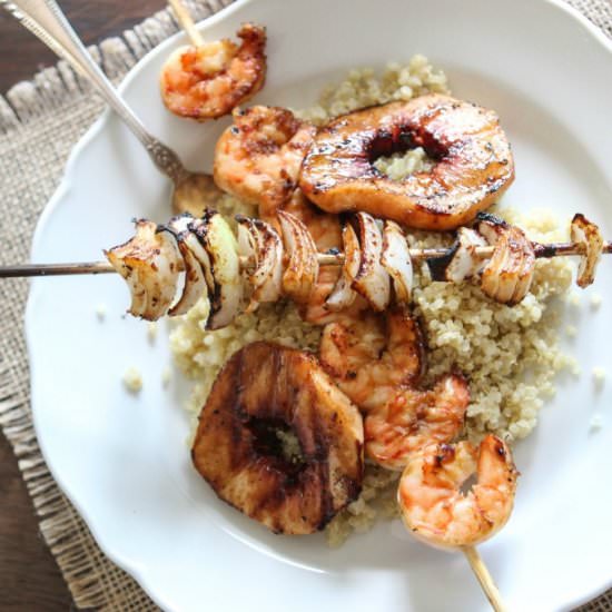 Grilled Shrimp & Peach Skewers - Recipe photo by LaurendaMarie