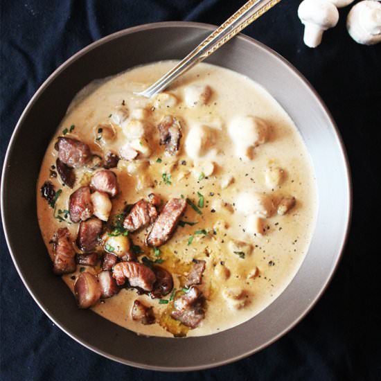 Mushroom Soup with Crispy Lamb - Recipe photo by Aninas Recipes