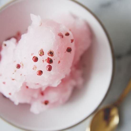 Pink Lemonade Peppercorn Sorbet - Recipe photo by thekitchykitchen