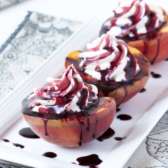 Grilled Peaches & Mascarpone Cream - Recipe photo by cupofzest
