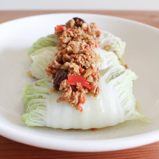 Picadillo in Napa Cabbage Rolls - Recipe photo by heartofhomemade