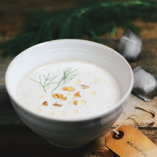 Chilled Cucumber Walnut Yogurt Soup - Recipe photo by abrowntable