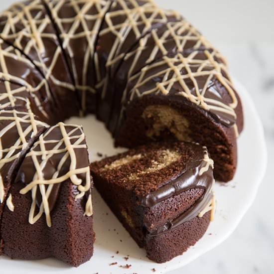 Peanut Butter Chocolate Bundt Cake - Recipe photo by the little epicurean