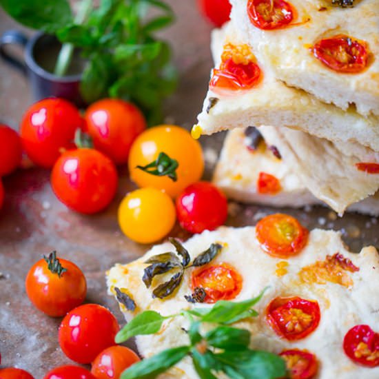 Tomato Basil Focaccia - Recipe photo by daretocook