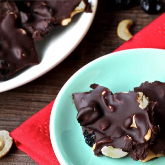 Dark Chocolate Trail Mix Bark - Recipe photo by OurPotluckFamily