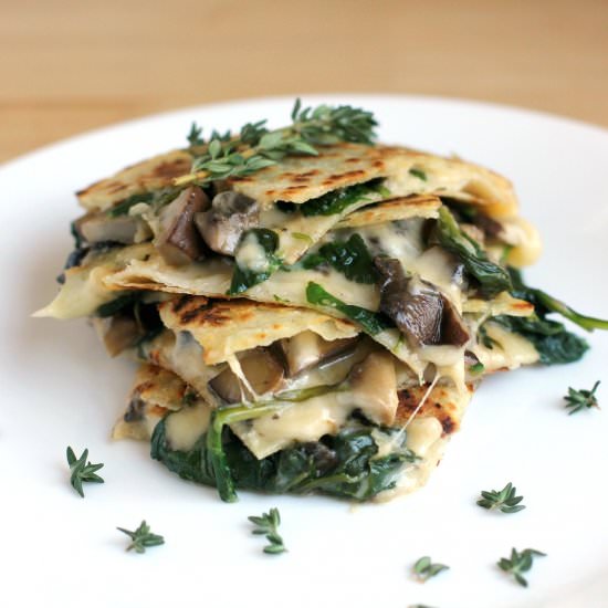 Spinach, Mushroom, Thyme Quesadilla - Recipe photo by EricasRecipes
