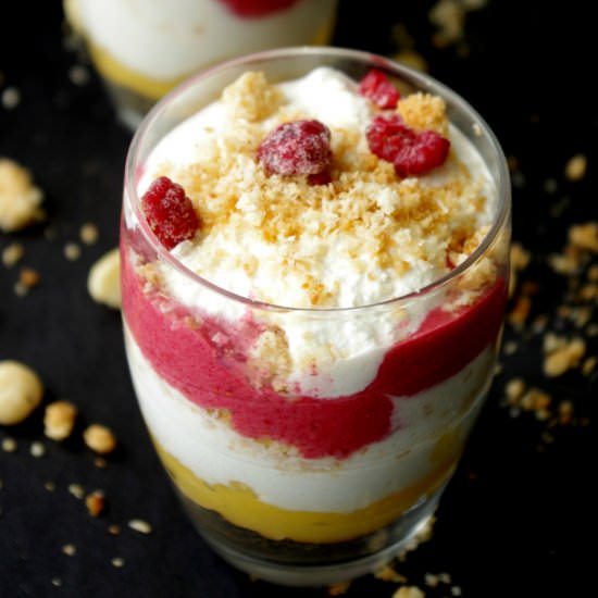 Raspberry, Curd & Nut Cream Parfait - Recipe photo by Thenoatbook