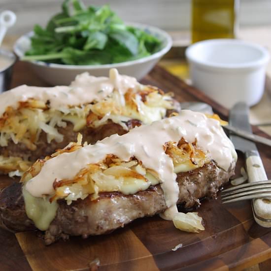 Reuben Strip Steak - Recipe photo by Running to the Kitchen