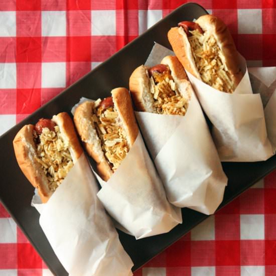 Chips & Cheddar Hot Dogs - Recipe photo by 30 Pounds of Apples