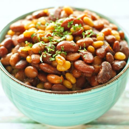 Crockpot Honey BBQ Baked Beans - Recipe photo by slowcookergourmet
