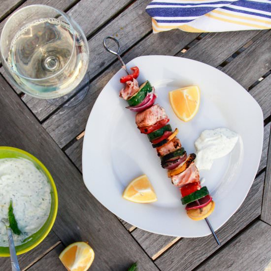 Salmon Kebabs Yogurt Sauce - Recipe photo by GlamorousBite