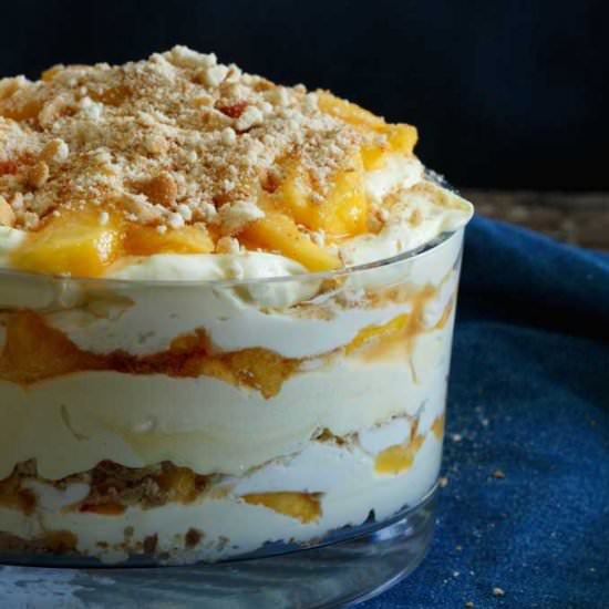 Peach Vanilla Cheesecake Trifle - Recipe photo by sharedappetite