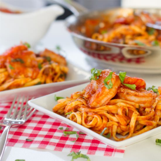 Spiked Shrimp Pasta - Recipe photo by prettylittledishes