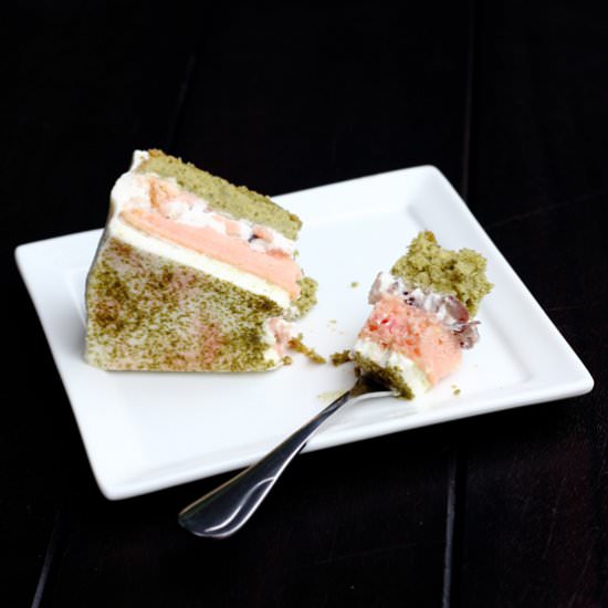 Matcha Sakura Cake - Recipe photo by littleaccidentsinthekitchen