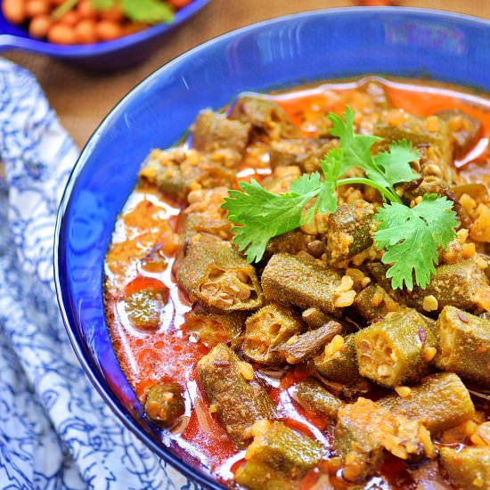 Okra In Yogurt and Roasted Peanuts - Recipe photo by pari
