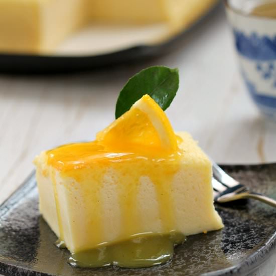 Japanese Orange Souffllé Cheesecake - Recipe photo by mybarecupboard