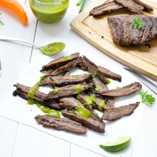 Skirt Steak With Chimichurri - Recipe photo by lslfunblog