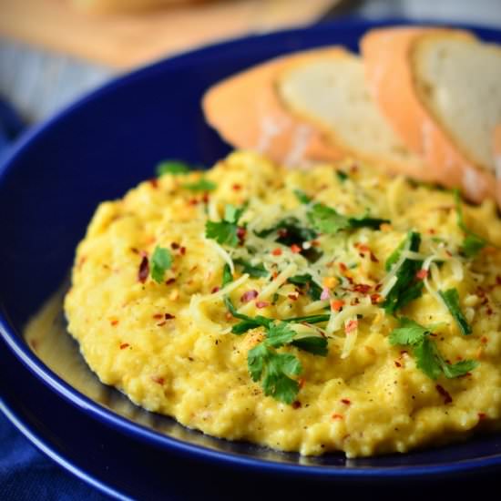 Cheesy Herbed Scrambled Eggs - Recipe photo by cubesnjuliennes