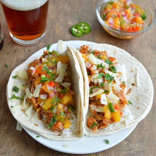 Chipotle Peach Chicken Tacos - Recipe photo by Sugar Dish Me