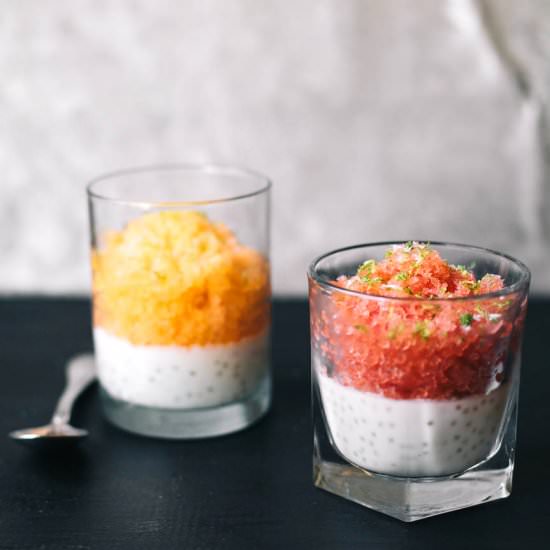 Melon Ice with Coconut Pudding - Recipe photo by alwayswithbutter