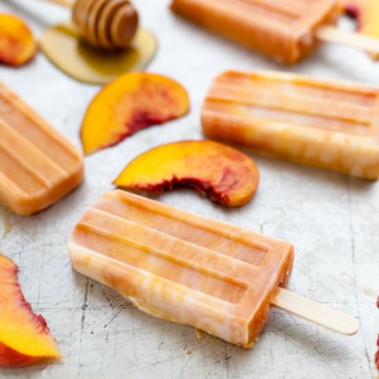 Roasted Peaches and Cream Popsicles - Recipe photo by snixykitchen