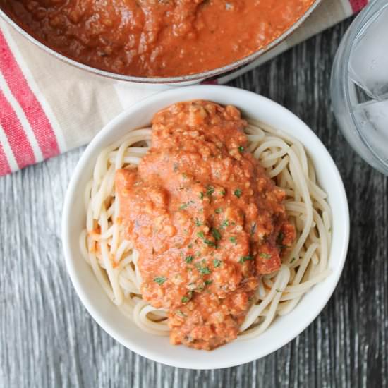 Walnut 'Bolognese' Spaghetti Sauce - Recipe photo by thehonoursystem
