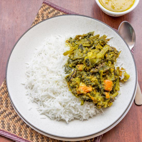 Malabar Spinach with 'Hilsa' - Recipe photo by Priyanka DK