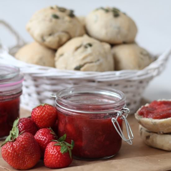 Homemade Strawberry and Rhubarb Jam - Recipe photo by Nordic Food and Living