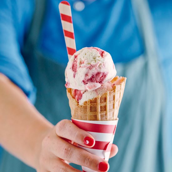Strawberry Cheesecake Ice Cream - Recipe photo by gdalkin