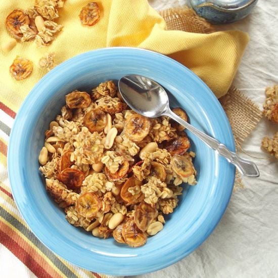 Banana Peanut Granola - Recipe photo by Connoisseurus Veg