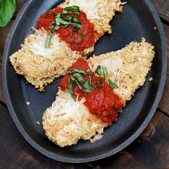 Quinoa Crusted Chicken Parmesan - Recipe photo by kimshealthyeats