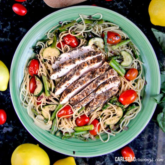 Lemon Basil Chicken Vegetable Pasta - Recipe photo by carlsbadcravings