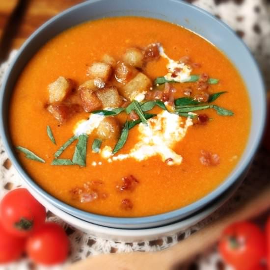 Homemade Tomato and Bacon Soup - Recipe photo by budgetpantry.com