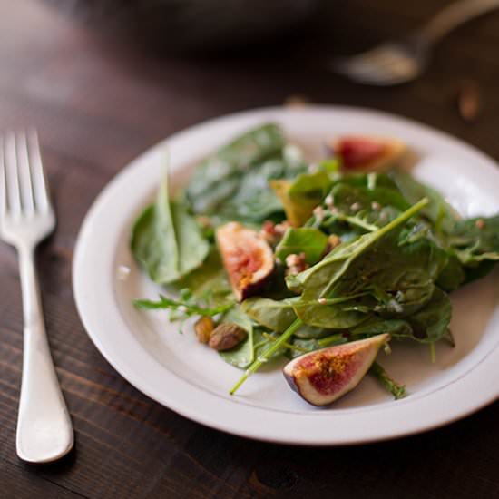 Fig, Pistachio & Goat Cheese Salad - Recipe photo by asweetpeachef