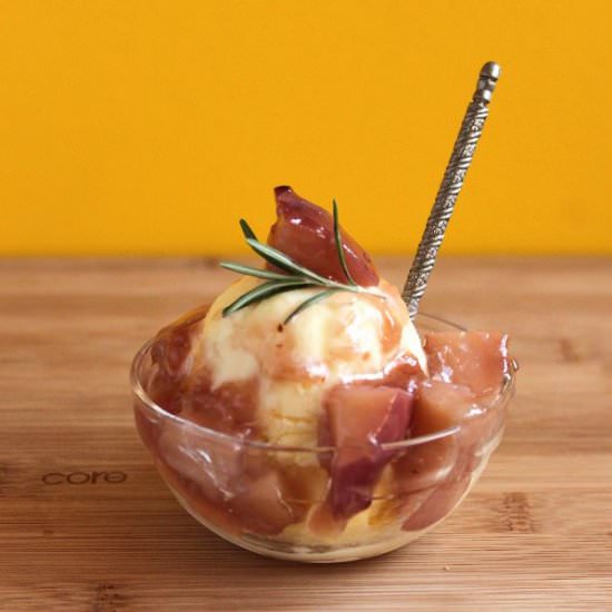 Mascarpone Ice Cream w Peach Sauce - Recipe photo by Wild wild whisk