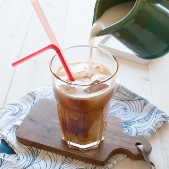 Iced coconut and almond milk coffee - Recipe photo by InMyRedKitchen