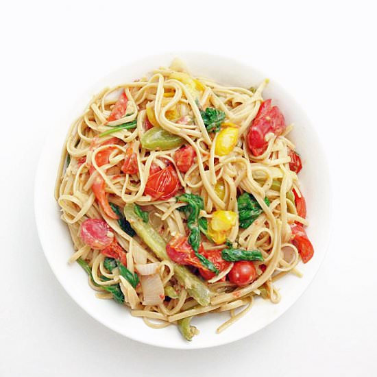 Creamy Roasted Red Pepper Pasta - Recipe photo by ieatthereforeicook