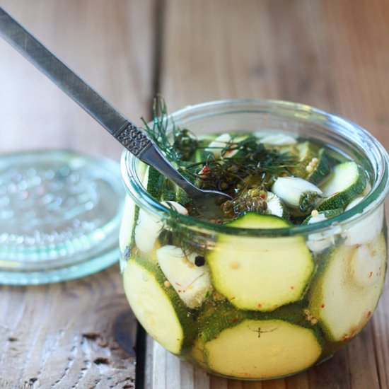 Spicy Zucchini Refrigerator Pickles - Recipe photo by Kitchen Treaty